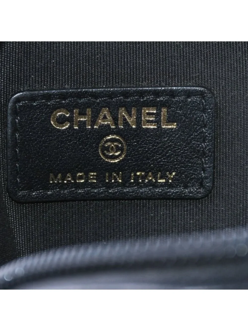 Chanel Coin Purse CC Logo Round Leather Black Gold